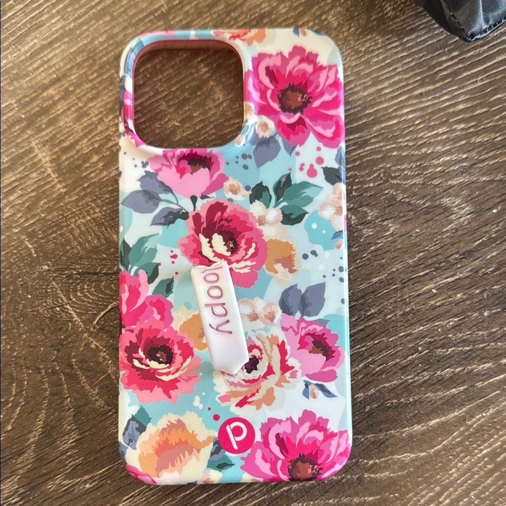Loopy Pink and Blue Floral Phone Case for iPhone 14 Pro Max
